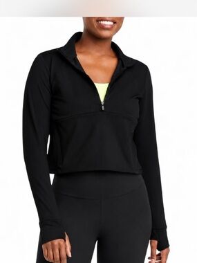 All in Motion Cropped Black Quarter-Zip Athletic Pullover